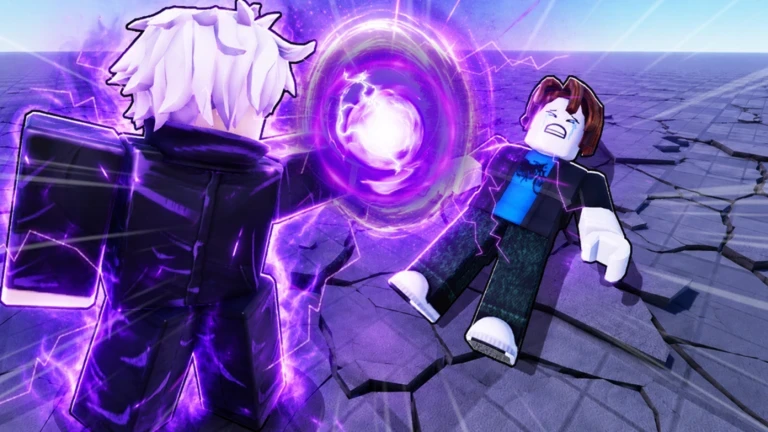 Anime Ability Arena luchador lanzando un ataque de energía púrpura